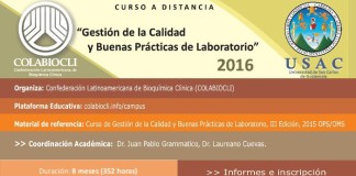 Curso a Distancia “Gestión de la Calidad y Buenas Prácticas de Laboratorio 2016”
