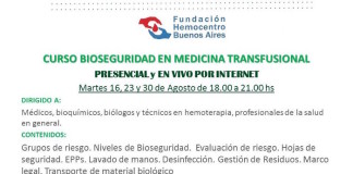 Curso Bioseguridad en Medicina Transfusional – Presencial y online