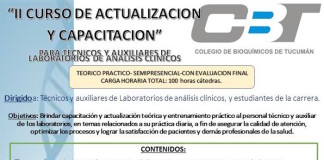 II Curso de Actualización y Capacitación. Para Técnicos y auxiliares de Laboratorios de Análisis Clínicos, y estudiantes de la carrera.