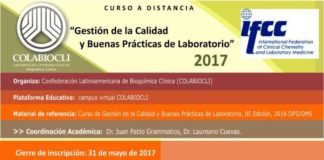Curso a Distancia Gestión de la Calidad y Buenas Prácticas de Laboratorio 2017