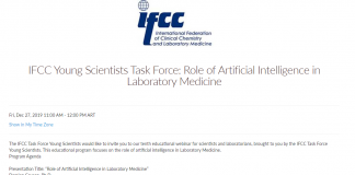 Webinar gratuito IFCC TF YS: Rol de la inteligencia artificial en la medicina de laboratorio